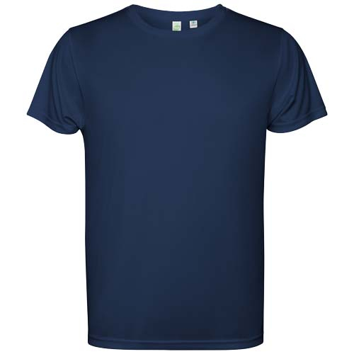 T-shirt enfant publicitaire à manches courtes en polyester recyclé Estoril Bleu marine